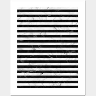 Marble Stripes Pattern - Black and White Posters and Art